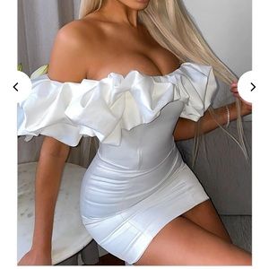 Ruffle Mini Dress White